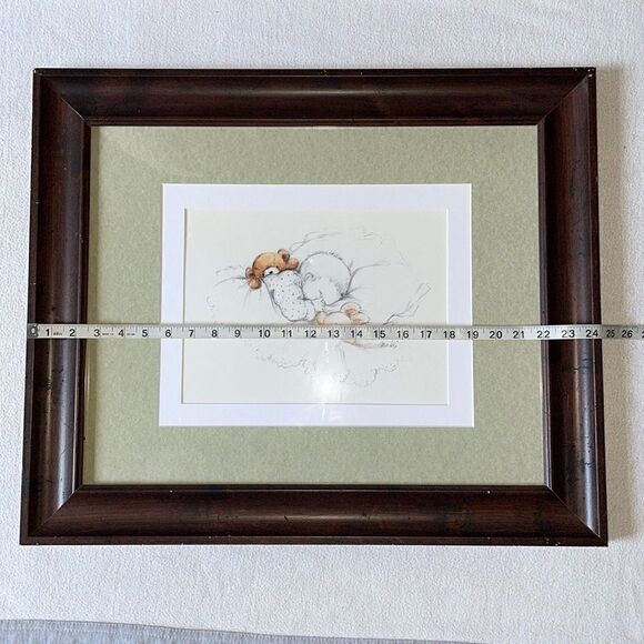 Vintage Maki Signed Framed Print for Nursery with Sleeping Baby and Bears - Picture 7 of 15